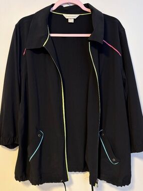 Christopher & Banks Retro Bowling Lightweight Jacket Black Contrast Piping XL